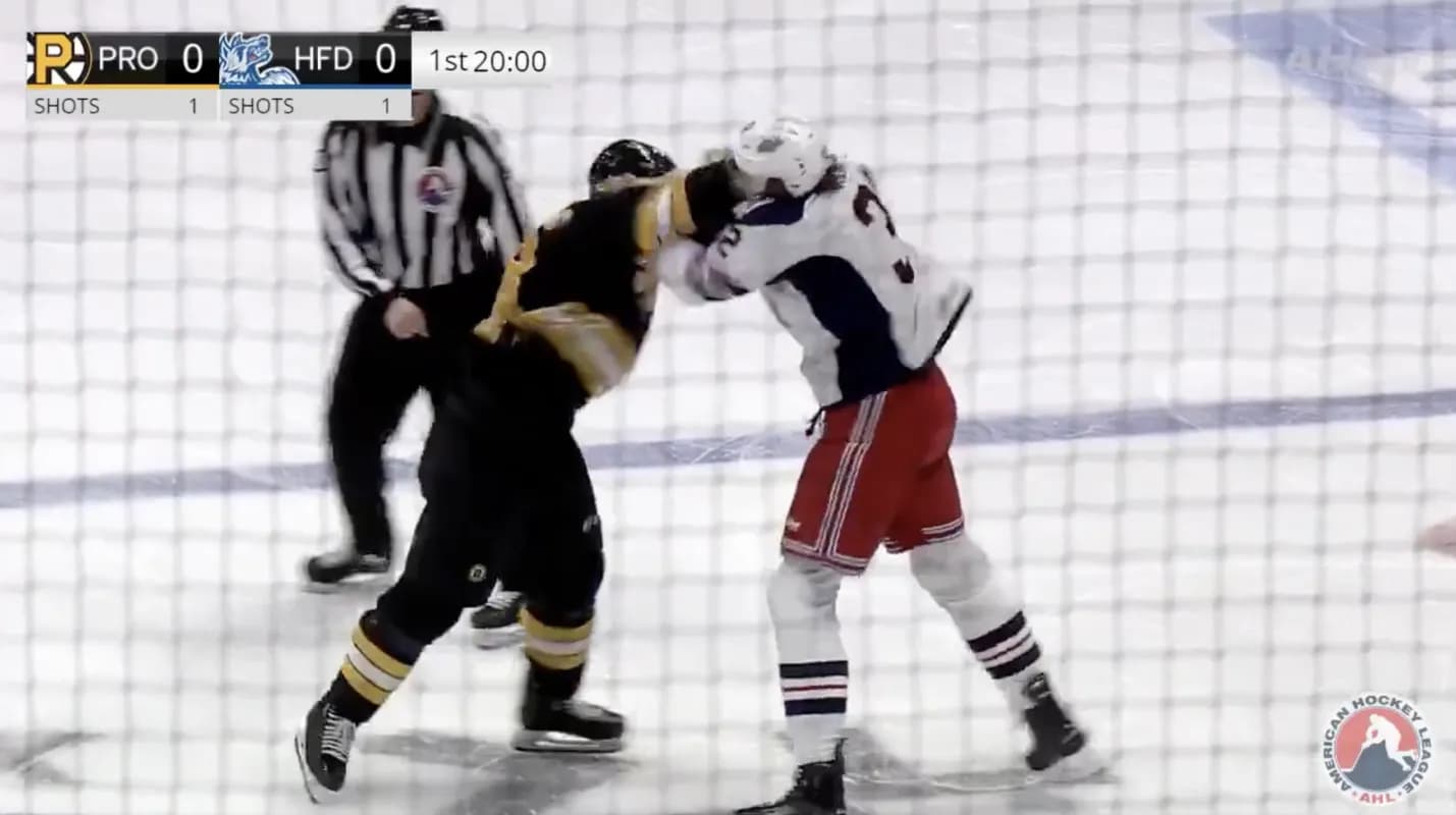 AHL Bruins player in a fight