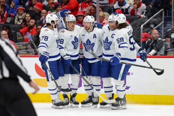 Toronto Maple Leafs players celebrating