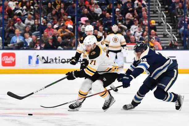 Boston Bruins and Blue Jacket Players
