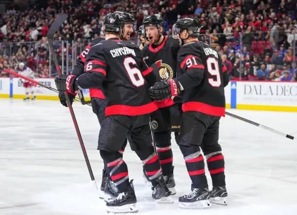 Senators players celebrating