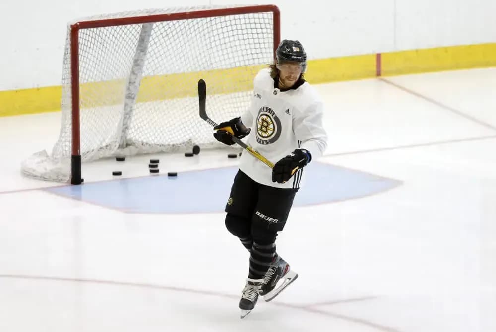 David Pastrnak at practice