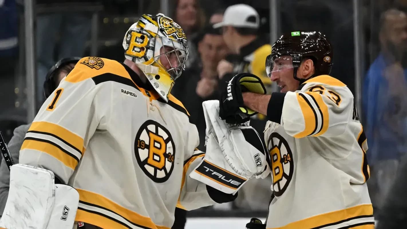 Brad Marchand and Jeremy Swayman