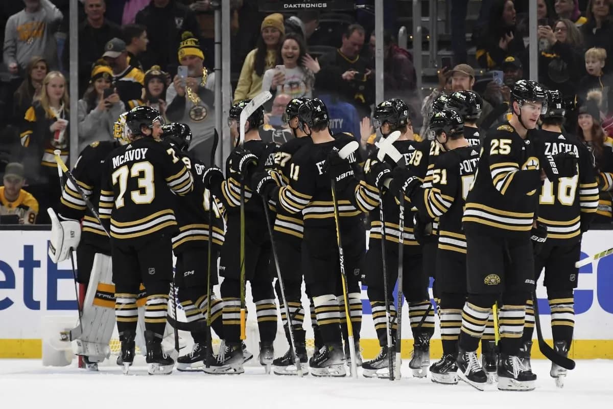 Boston Bruins team celebrating