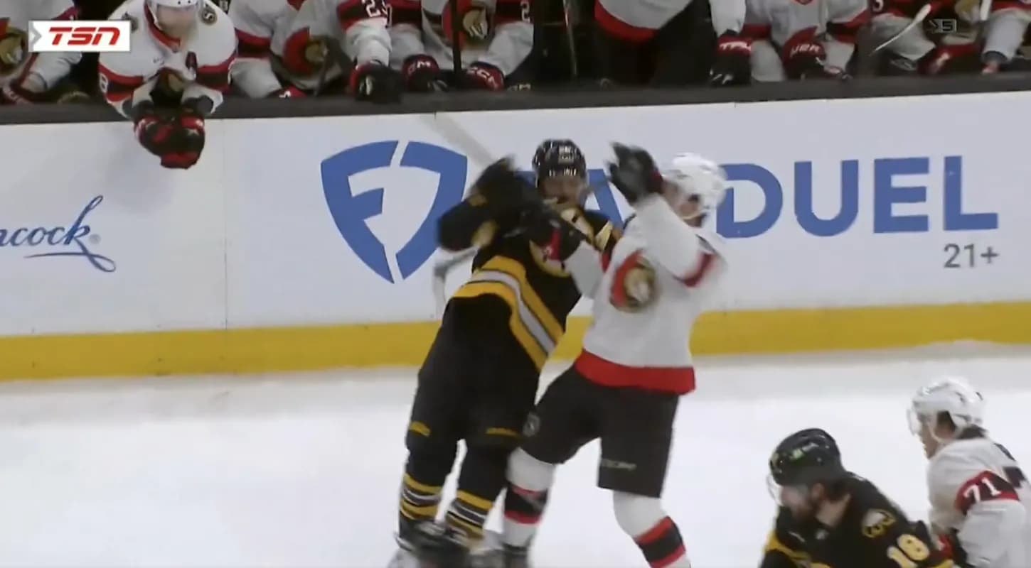 David Pastrnak and Ridly Greig