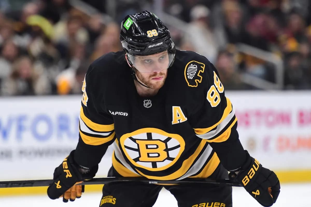Boston Bruins right wing David Pastrnak (88) gets set for a face-off during the third period against the Minnesota Wild at TD Garden.