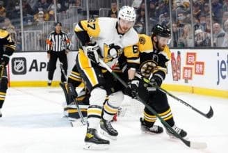 The Boston Bruins taking on the Pittsburgh Penguins