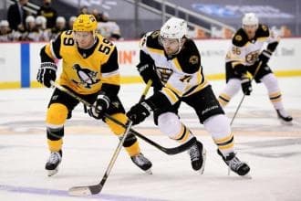 Bruins and Penguins players