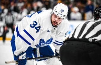 Auston Matthews taking a faceoff