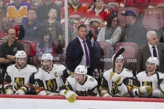 Bruce Cassidy behind the Vegas Golden Knights bench