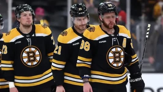 Boston Bruins players after a loss