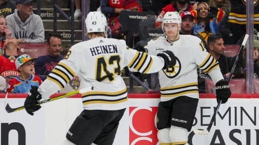 Charlie Coyle and Danton Heinen