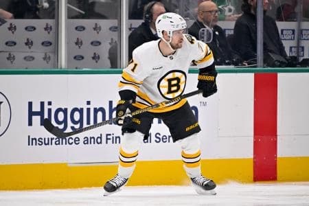 Boston Bruins left wing Viktor Arvidsson (71) skates against the Dallas Stars during the game at the American Airlines Center.