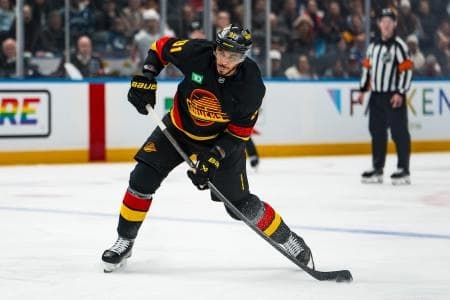 Vancouver Canucks forward Evander Kane (91) shoots against the Washington Capitals in the second period at Rogers Arena.