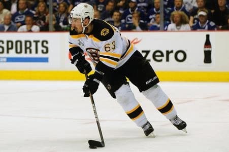 Boston Bruins forward Brad Marchand (63) during the third period of game seven of the 2011 Stanley Cup finals at Rogers Arena. The Boston Bruins won 4-0.