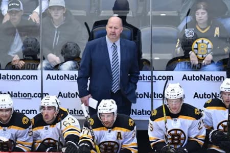Boston Bruins head coach Claude Julien in the second period against the Colorado Avalanche at Pepsi Center.