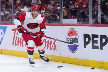 Carolina Hurricanes left wing Taylor Hall (71) skates after the puck in the second period against the Ottawa Senators in game four of the first round of the 2026 Stanley Cup Playoffs at the Canadian Tire Centre.
