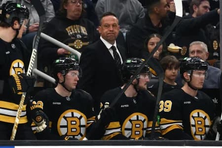 Boston Bruins head coach Marco Sturm behind the bench during the third period against the Pittsburgh Penguins at TD Garden.