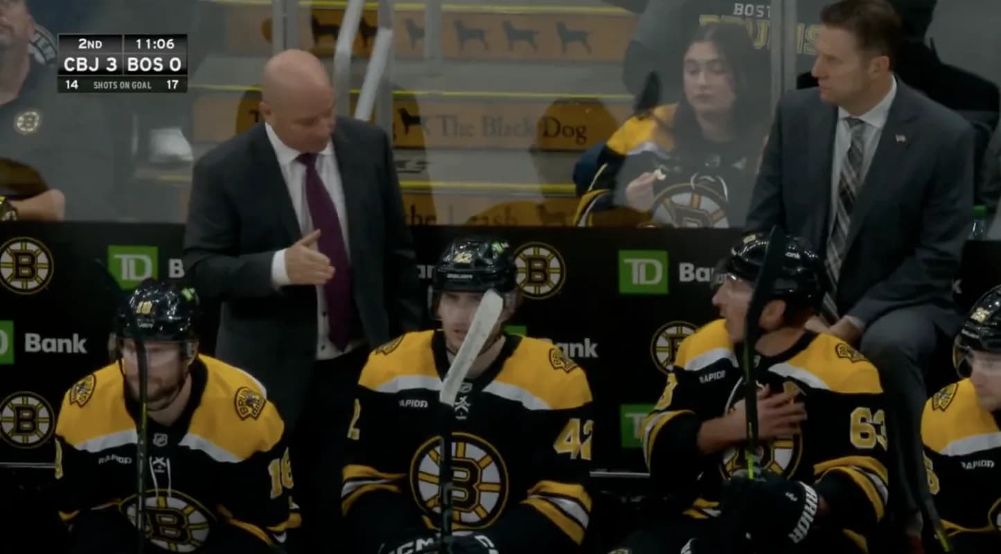 Jim Montgomery and Brad Marchand getting into an altercation