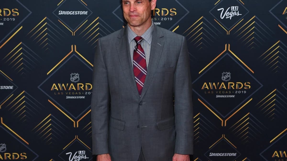 Don Sweeney is pictured on the red carpet during the 2019 NHL Awards at Mandalay Bay.