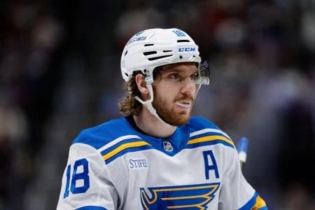 St. Louis Blues center Robert Thomas (18) in the third period against the Colorado Avalanche at Ball Arena.