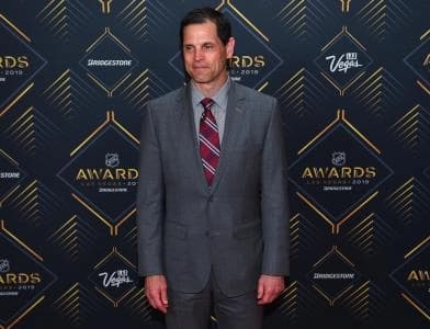 Don Sweeney is pictured on the red carpet during the 2019 NHL Awards at Mandalay Bay