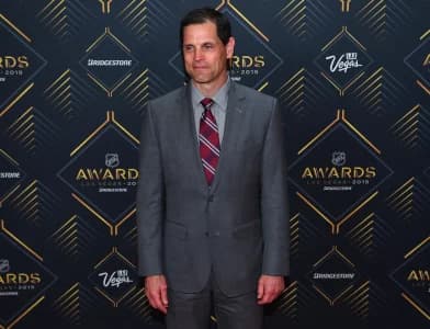 Don Sweeney is pictured on the red carpet during the 2019 NHL Awards at Mandalay Bay.