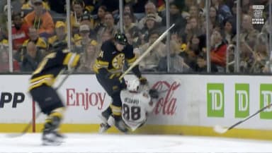 Nikita Zadorov hits Connor Bedard as Bruins face Blackhawks